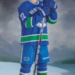 Canuck Daniel Sedin, 2013. Oil on canvas, 74 x 43 inches.